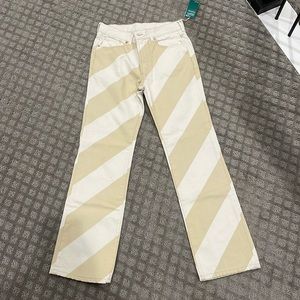 h&m cream and white striped low waisted jeans